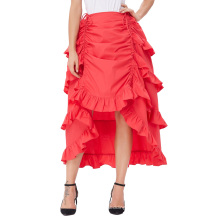 Belle Poque Women's Costume Cotton Red Retro Vintage Gothic Skirt High Low Skirt BP000222-2